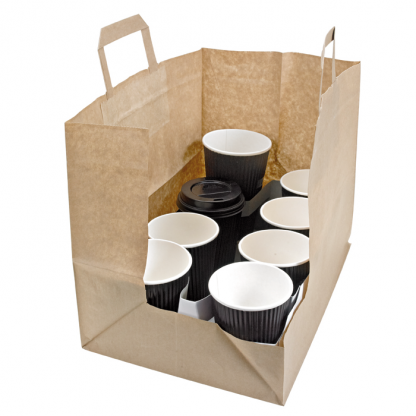 BROWN HANDLED RECYCLED CARRY BAG 320X200X250 MM - X250 PCS