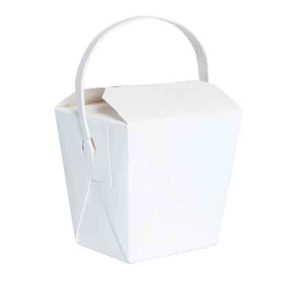 WHITE SQUARE BOX W/HANDLE - 10X50PCS