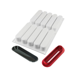 FASHION ECLAIR 80 - STAMPO IN SILICONE 130X25 H 25 MM + 10 VASSOI + CUTTER