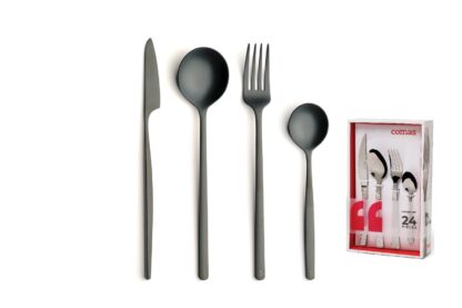 24 PIECES ATLANTIDA 18/10 6MM. ICE BLACK