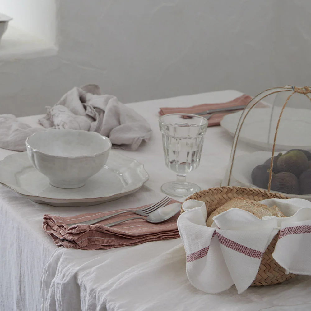 CAROLINA Napkin 50% LI 50% CO, White-Red - Image 2