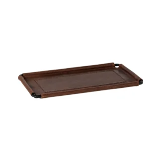 LEATHER COLLECTION Leather rect. tray 25 cm, Brown