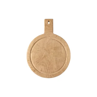 PLANO Oak wood round cutting/serving board w/handl