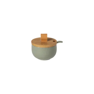 PACIFICA Sugar bowl 9 w/ oak wood lid and spoon, A