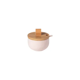 PACIFICA Sugar bowl 9 w/ oak wood lid and spoon, M