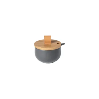 PACIFICA Sugar bowl 9 w/ oak wood lid and spoon, S