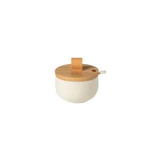 PACIFICA Sugar bowl 9 w/ oak wood lid and spoon, V